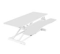 VIVO DESK-V036KW - Convertitore da scrivania da 91 cm, serie K, regolabile in altezza, con doppio monitor e postazione di lavoro per laptop con ampio vassoio per tastiera, colore: bianco
