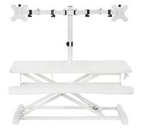 VIVO Height Adjustable 32 inch Standing Desk Converter with Dual 13 to 30 inch Monitor Stand, Sit Stand Monitor Mount and Desk Riser, White, DESK-V000K-M2W