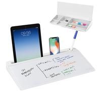 VIVO Lavagna cancellabile a secco in vetro, 40,6 x 17,8 cm, organizer da scrivania con scomparti nascosti e slot per dispositivo, DESK-WB16A