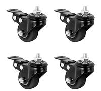 VIVO PT-ST-015C - Set di 4 ruote girevoli con bloccaggio M8, con base in gomma, freni, utilizzate per telai di scrivanie, supporti TV, carrelli e altro ancora, 3,8 cm