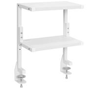 VIVO Scaffale a 2 ripiani con morsetto, 33 cm sopra o sotto la scrivania, per accessori da tavolo, dispositivi di gioco e altro, vassoio portaoggetti, organizer da scrivania, bianco, STAND-SHELF2CW