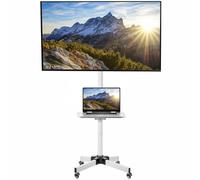 VIVO STAND-TV04MW - Carrello mobile per TV da 13 a 60 pollici, schermo LCD LED OLED 4K Smart Flat e Curvo, supporto con ripiano DVD per laptop, ruote di bloccaggio, VESA max 400 x 400, bianco