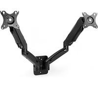 VIVO Supporto da parete per doppio monitor regolabile in altezza con braccio esteso, movimento completo, articolato, adatto a 2 schermi da 17 a 27", nero, MOUNT-V002G