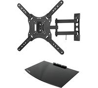 VIVO Supporto da parete per TV con schermo da 23" a 55", inclinabile e ripiano per intrattenimento, per AV/DVD, nero, VWSF1