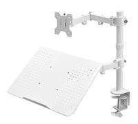 VIVO - Supporto da scrivania per monitor e laptop da 13" a 32", completamente regolabile, con opzione anello passacavo, adatto per laptop fino a 17" (STAND-V002CW), bianco