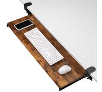 VIVO Supporto scorrevole extra lungo con morsetto per tastiera e mouse, 86 cm x 28 cm, cassetto estraibile con piattaforma, marrone rustico, vintage, MOUNT-KB15EN