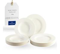vivo - Villeroy & Boch Group - Basic White Dinner Set 12 Pezzi Bianco, Piatto, Set di Stoviglie, Servizio Piatti 6 Persone, Porcellana Premium