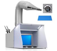 VIVOHOME Cabina Verniciatura Portatile a Doppio Ventilatore con 4 Luci LED Rack per Pistole a Spruzzo Tavolo Girevole e Cabina per Aerografo con Filtro per la Verniciatura di Modelli Artigianali