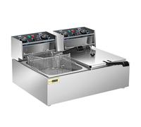 VIVOHOME Friggitrice Elettrica da 5000W 20L con Timer da 60 Minuti e Controllo della Temperatura 2 Cesti Rimovibili da 6L per Uso Commerciale e Domestico