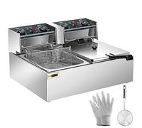 VIVOHOME Friggitrice elettrica da 5000W 20L con timer da 60 minuti e controllo della temperatura 2 cesti rimovibili da 6L per uso commerciale e domestico
