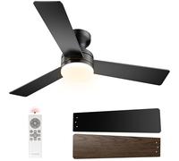 VIVOHOME Ventilatori da Soffitto con Luce e Telecomando Lampada, Plafoniera Silenzioso Timer 50W per Camera da Letto Soggiorno Garage 6+1 Velocità 107cm Dimmerabile Reversibile Nero