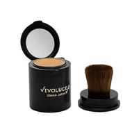 VIVOLUCE β Mineral Sunscreen Foundation, SPF50+, 4-Star UVA Protection, Pressed Powder with Built-in Brush, No Cleansing Required, Portable, For Golf & Sports, Unisex, Made in Japan, Brown