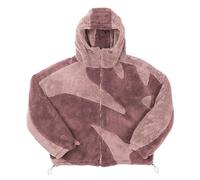 Vivoofchic Felpa Uomo Donna con Cappuccio, Giacca Invernale Y2K in Pile con Ricamo Teddyfleece Jacket, Giubbotto Teddy Patchwork con Zip per Autunno Inverno