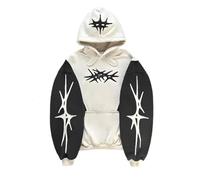 Vivoofchic Felpa Y2K con Cappuccio - Harajuku Streetwear con Toppa a Stella, Gotica Pullover Hip Hop Patchwork, Autunno/Inverno con Tasche per Uomo e Donna