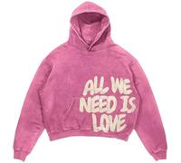 Vivoofchic Felpa Y2K Uomo Donna con Cappuccio - Felpa all We Need Is Love Streetwear con Stampa Lettera, Gotica Pullover Hip Hop Grunge, Felpa Autunno/Inverno con Tasche e Cappuccio