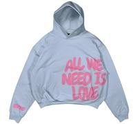 Vivoofchic Felpa Y2K Uomo Donna con Cappuccio - Felpa all We Need Is Love Streetwear con Stampa Lettera, Gotica Pullover Hip Hop Grunge, Felpa Autunno/Inverno con Tasche e Cappuccio