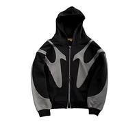 Vivoofchic Felpa Y2K Uomo Donna con Cappuccio - Felpa Harajuku Streetwear con Cerniera, Gotica Pullover Hip Hop Punk, Felpa Autunno/Inverno con Tasche e Cappuccio