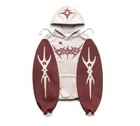 Vivoofchic Felpa Y2K Uomo Donna con Cappuccio - Felpa Harajuku Streetwear con Toppa a Stella, Gotica Pullover Hip Hop Patchwork, Felpa Autunno/Inverno con Tasche e Cappuccio