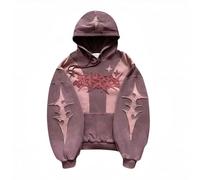 Vivoofchic Felpa Y2K Uomo Donna con Cappuccio - Felpa Harajuku Streetwear con Toppa a Stella, Gotica Pullover Hip Hop Patchwork, Felpa Autunno/Inverno con Tasche e Cappuccio
