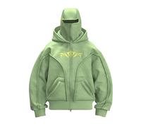 Vivoofchic Felpa Y2K Uomo Donna con Cappuccio, Felpa Streetwear con Design a Doppio Cappello e Cerniera, Giacca Casual a Maniche Lunghe per Autunno Inverno