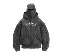 Vivoofchic Felpa Y2K Uomo Donna con Cappuccio, Felpa Streetwear con Design a Doppio Cappello e Cerniera, Giacca Casual a Maniche Lunghe per Autunno Inverno