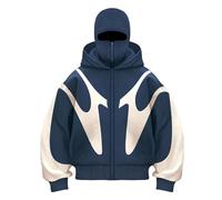 Vivoofchic Felpa Y2K Uomo Donna con Cappuccio, Felpa Streetwear con Design a Doppio Cappello, Giacca Patchwork Pullover Autunno/Inverno con Tasche e Cappuccio