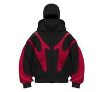 Vivoofchic Felpa Y2K Uomo Donna con Cappuccio, Felpa Streetwear con Design a Doppio Cappello, Giacca Patchwork Pullover Autunno/Inverno con Tasche e Cappuccio