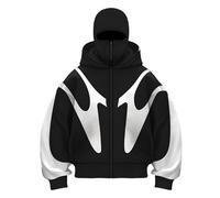 Vivoofchic Felpa Y2K Uomo Donna con Cappuccio, Felpa Streetwear con Design a Doppio Cappello, Giacca Patchwork Pullover Autunno/Inverno con Tasche e Cappuccio