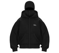 Vivoofchic Felpa Y2K Uomo Donna con Cappuccio, Felpa Streetwear con Design a Doppio Cappello, Giacca Patchwork Pullover Autunno/Inverno con Tasche e Cerniera