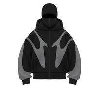 Vivoofchic Felpa Y2K Uomo Donna con Cappuccio, Felpa Streetwear con Design a Doppio Cappello, Giacca Patchwork Pullover Autunno/Inverno con Tasche e Cappuccio