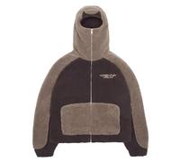Vivoofchic Felpa Y2K Uomo Donna con Cappuccio, Giacca Invernale in Pile con Ricamo Teddyfleece Jacket, Giubbotto Teddy Patchwork con Cerniera per Autunno Inverno