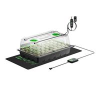 VIVOSUN 1 vassoio di avviamento per semi a 40 celle con 1 set di luci a LED e tappetino riscaldante per piantine da 25,4 x 52,7 cm, copertura superiore da 9,1 cm, ventilazione regolabile, fori di
