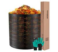 VIVOSUN Contenitore per compost da 220 galloni, compostaggio espandibile, facile da installare e grande capacità per cortile, prato (nero con guanti)