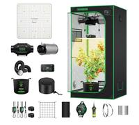 VIVOSUN GIY Smart Growzeltsystem 2,7 x 2,7, kit WiFi Integrato con Ventilazione automatica e Circolazione, calendario per lampada LED Grow da 150 W con spettro completo e controller GrowHub E42A