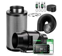 VIVOSUN Kit di Estrazione Ventilatore da Condotto 150mm AeroZesh G6 GrowHub E42 Controllo VPD Temperatura Umidità WiFi, Filtro a Carbone Attivo e Condotto per Tende Coltivazione Idroponica