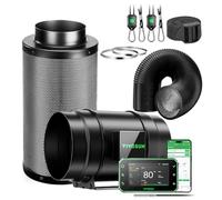 VIVOSUN Kit di Estrazione Ventilatore da Condotto 200mm AeroZesh G8 GrowHub E42A+ Controllo VPD Temperatura Umidità WiFi, Filtro a Carbone Attivo e Condotto per Tende Coltivazione Idroponica