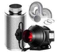 VIVOSUN Kit Estrattore 100mm Ventilatore Inline 323m³/h Motore EC, Estrattore con Filtro A Carbone Attivo e Tubo Di Scarico, Ventilatore Silenzioso Modello per Interni, Growtent, Serra e Idrocoltura