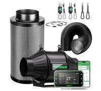 VIVOSUN Kit Estrazione Ventilatore da Condotto 100mm AeroZesh T4 Pro con GrowHub E42 Controllo VPD Temperatura Umidità, Connessione APP Filtro a Carbone Attivo per Tende Coltivazione Idroponica