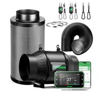 VIVOSUN Kit Estrazione Ventilatore da Condotto 150mm AeroZesh T6 Pro con GrowHub E42 Controllo VPD Temperatura Umidità, Connessione APP Filtro a Carbone Attivo per Tende Coltivazione Idroponica
