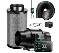 VIVOSUN Kit Smart Air Filtration PRO G6 15,2 cm, AeroZesh G6 Inline Duct Fan w/GrowHub E42A Temp. Umidità WiFi-Controller, filtro a carbone e canalizzazione, sistema di raffreddamento e ventilazione