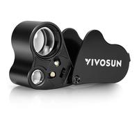 VIVOSUN Lente di Ingrandimento per Gioielliere 30X e 60X con LED, Pieghevoli in Alluminio e Plastica - per Ispezioni di Diamanti, Gioielli, Monete, Francobolli, Antichità (Nero)