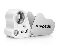 VIVOSUN Lente d'ingrandimento pieghevole con luce LED per gioielli, gemme, orologi, monete, francobolli, oggetti d'antiquariato, 30 x 60x, colore: bianco