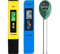 VIVOSUN Misuratore digitale di PH, Misuratore di Temperatura e di EC 3-in-1TDS, Misuratore di umidità del Terreno per Piante, per la casa, il Giardino e le Colture idroponiche