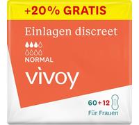 Vivoy Discreet Normal - 72 inserti in confezione mensile (6 x 12 pezzi) - per debolezza media della vescica e incontinenza - Solette igieniche per donne confezionate singolarmente