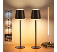 VIWAVE Lampada da Tavolo Senza Fili Dimmabile,5200mAh Lampada da Tavolo Ricaricabile con 3 Temperature del Colore, Altezza Regolabile e IP54 per Esterno, Camera da Letto-2 pezzi