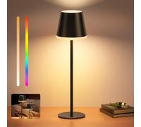 VIWAVE Lampada da Tavolo Senza Fili Dimmabile,5200mAh Lampada da Tavolo Ricaricabile con Luce Calda e RGB,Altezza Regolabile e IP54 Impermeabile per Esterno,Camera da Letto,Sala da Pranzo,Giardino