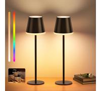 VIWAVE Lampada da tavolo senza fili ricaricabile,5200 mAh dimmerabile Lampada da comodino con luce calda e RGB,Altezza regolabile & IP54 resistente agli schizzi per esterni, camera,cena,giardino-2