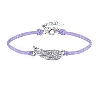 Viwind Bracciale Donna Argento 925 Ali d'angelo Braccialetti con angelo custode Braccialetti con ciondoli regolabili con zirconi scintillanti con confezione regalo (Viola)
