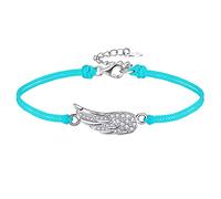 Viwind Bracciale Donna Argento 925 Ali d'angelo Braccialetti con angelo custode Braccialetti con ciondoli regolabili con zirconi scintillanti con confezione regalo (blu)