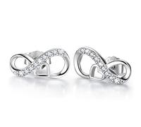 VIWIND Orecchini da donna in argento sterling 925, infinito, scintillanti zirconi cubici, per donne e ragazze, con confezione regalo, Argento sterling